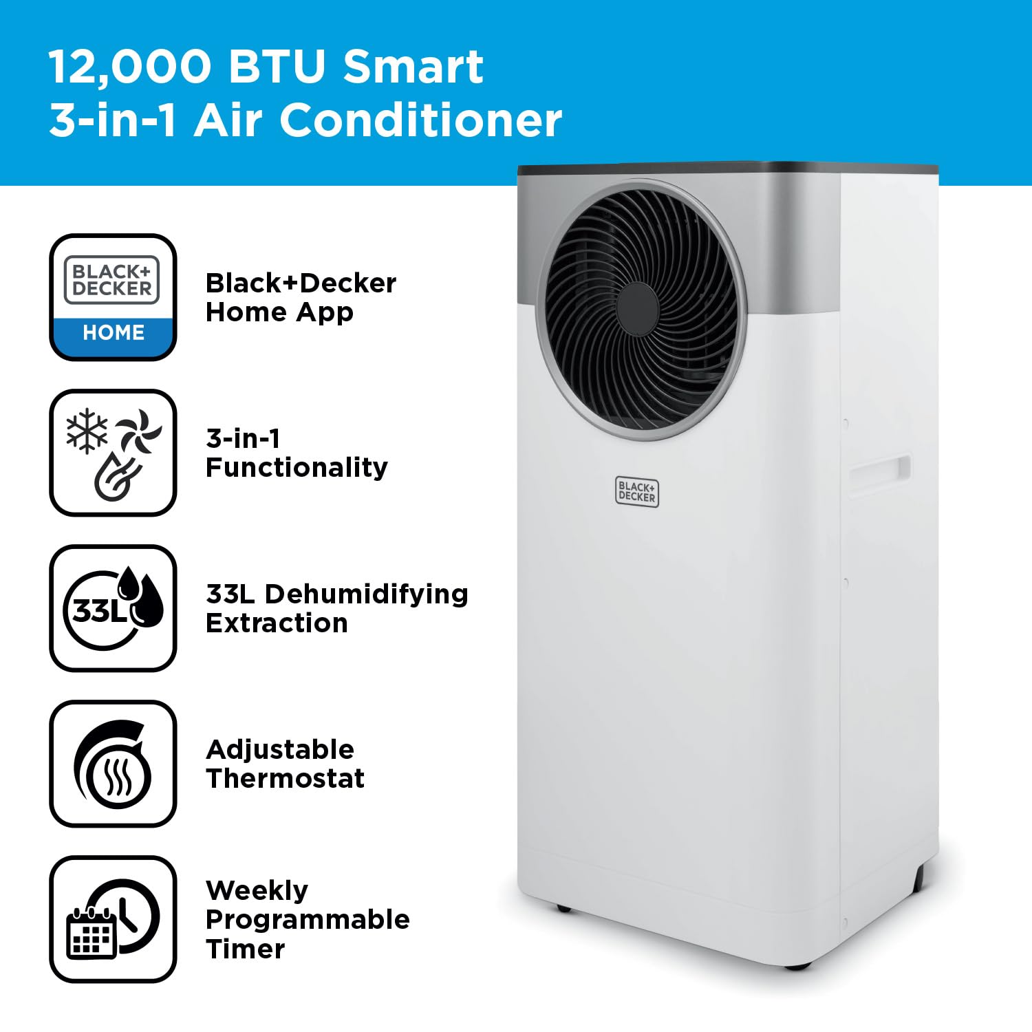 Smart Portable Air Conditioner with 3-in-1 Cooling, Fan & Dehumidifier Functions