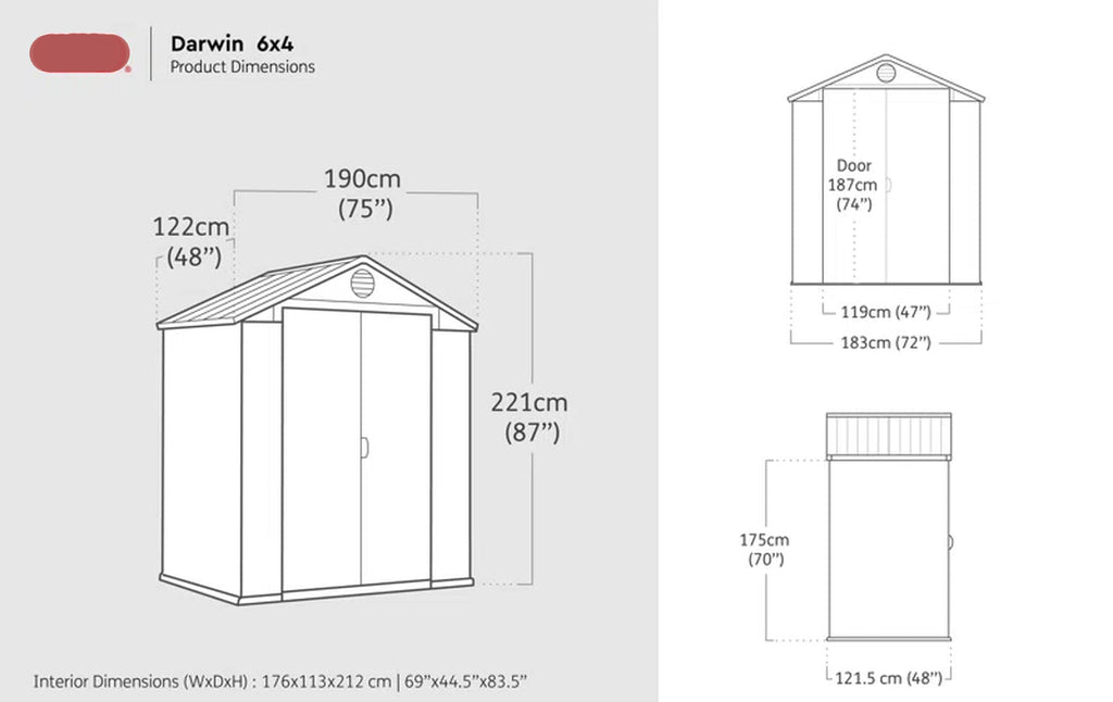 Darwin 6 Ft. W X 4 Ft. D Double Door Apex Outdoor Garden Shed