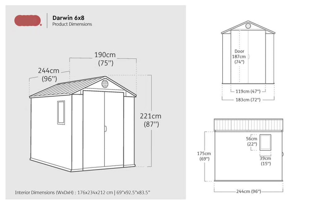 Darwin 6 Ft. W X 8 Ft. D Apex Outdoor Garden Shed