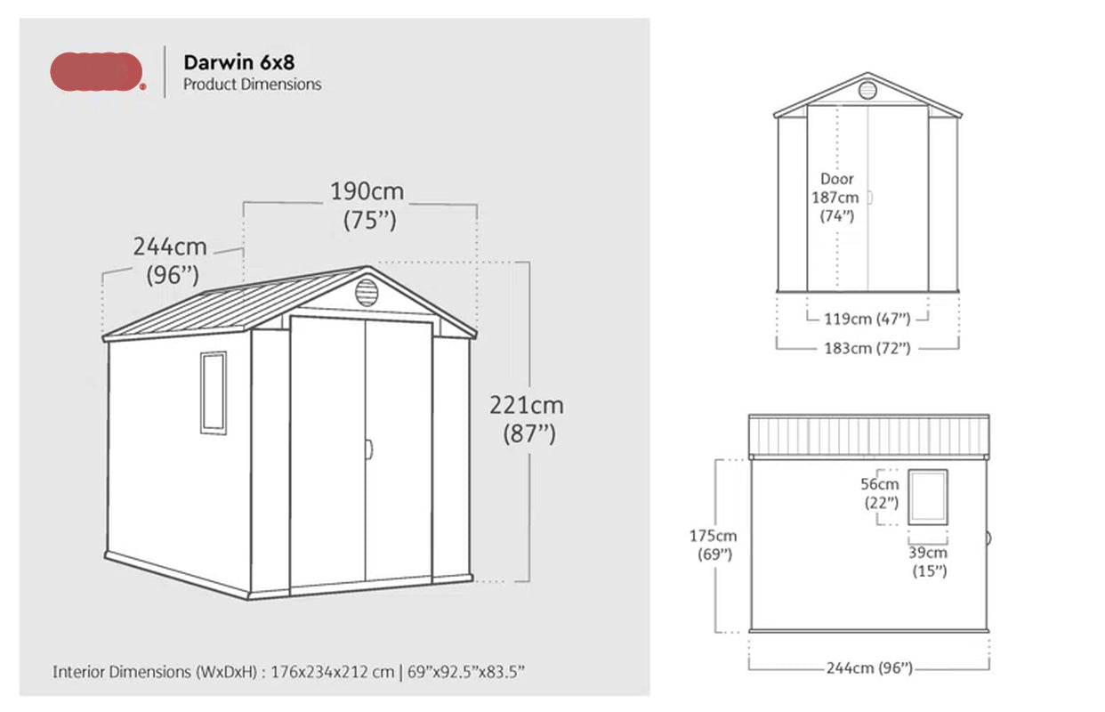 Darwin 6 Ft. W X 8 Ft. D Apex Outdoor Garden Shed