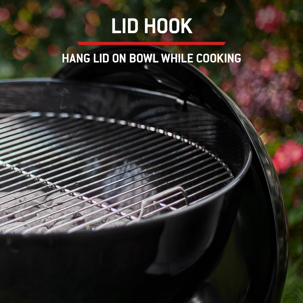 57cm Charcoal Kettle BBQ Grill with Lid Thermometer & One-Touch Cleaning System