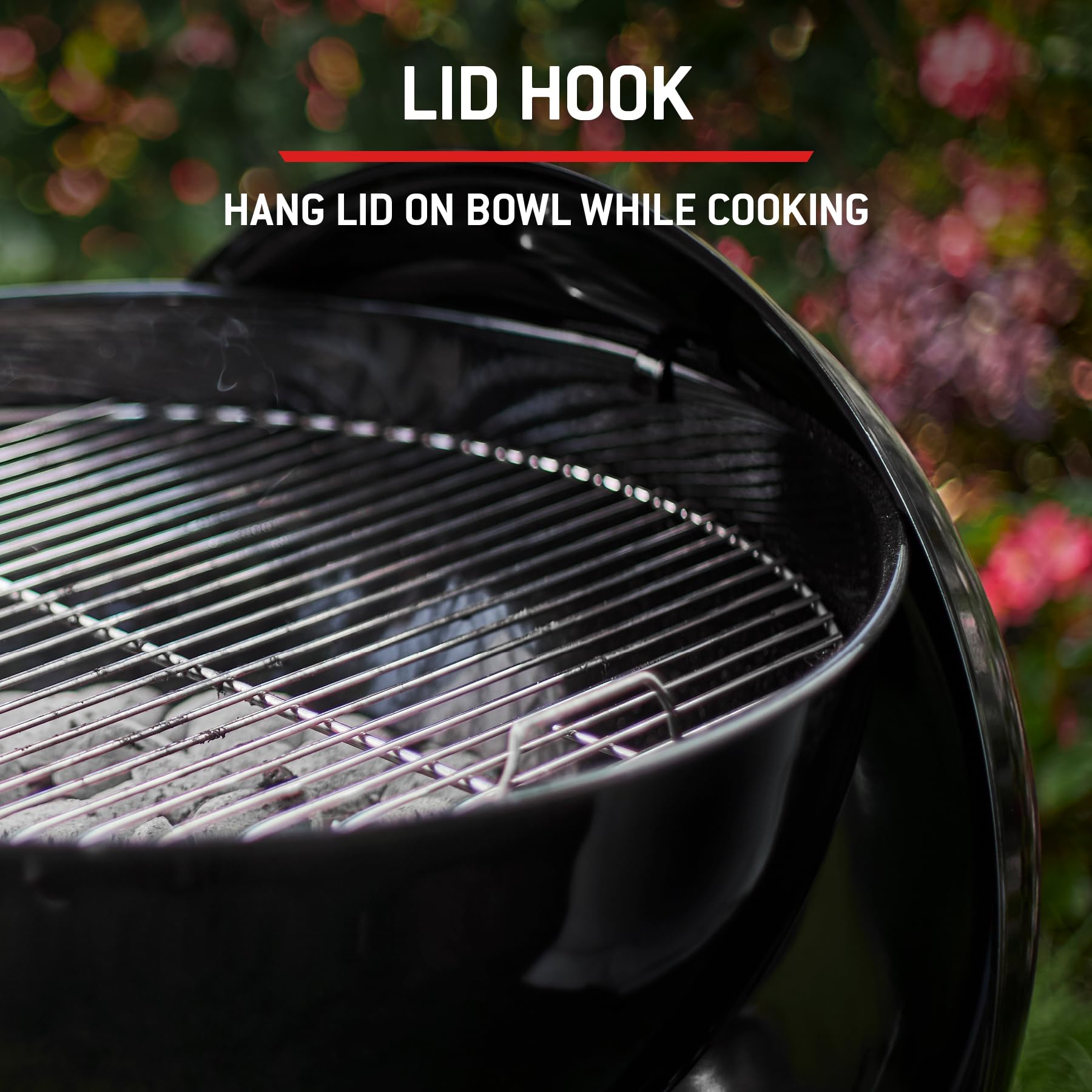 57cm Charcoal Kettle BBQ Grill with Lid Thermometer & One-Touch Cleaning System