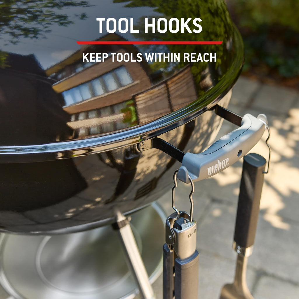 57cm Charcoal Kettle BBQ Grill with Lid Thermometer & One-Touch Cleaning System