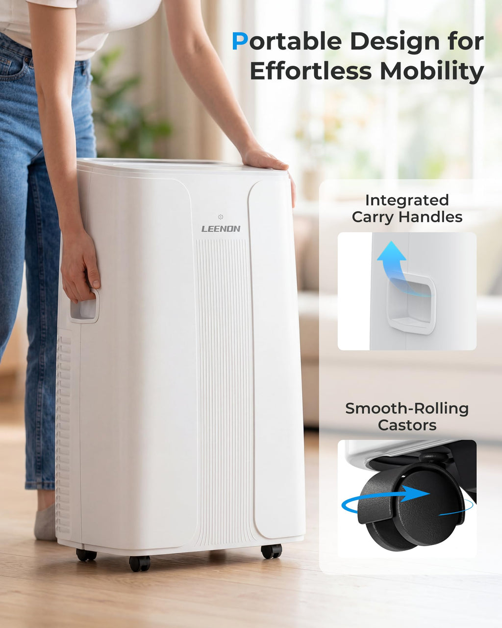 14000 BTU Portable Air Conditioner with Dehumidifier, Fan, Auto Swing & Remote Control